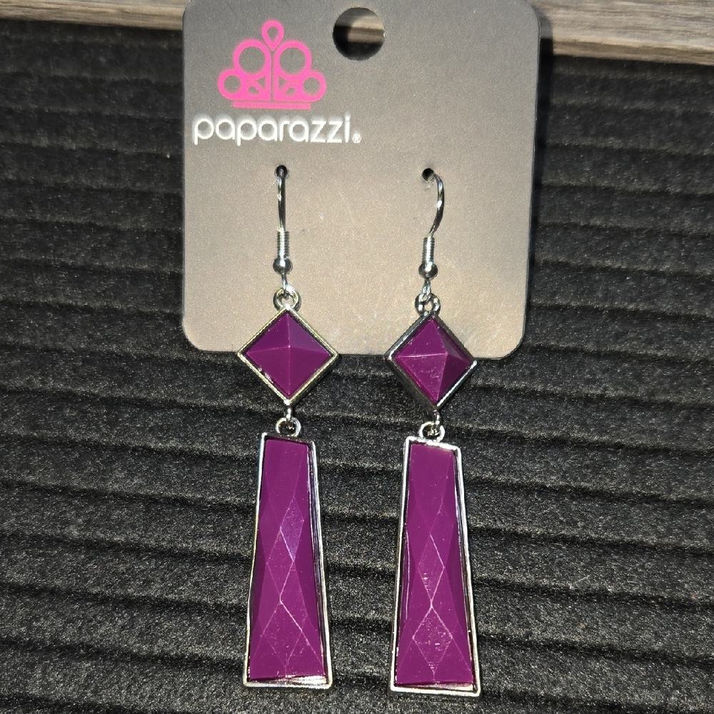 Paparazzi Purple Geometric Drop Earrings